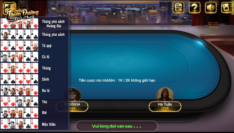 Diễn biến ván Poker Texas TDTC qua các vòng