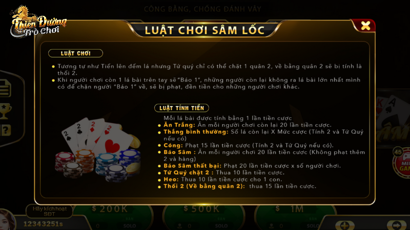 Luật chơi chung của tựa game Sâm TDTC