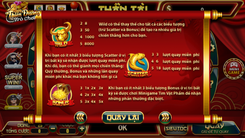 Cách chơi game Thần tài tại TDTC chi tiết